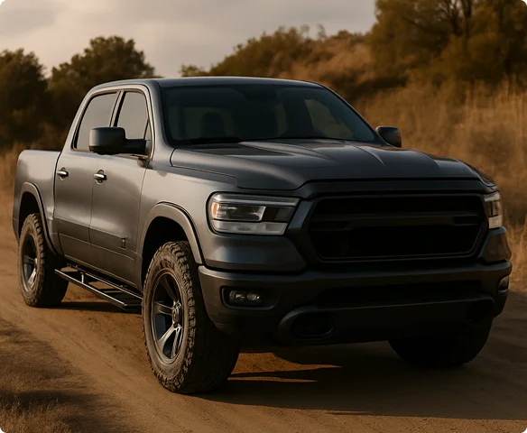 photo of a rugged american pickup truck with an attractive finish