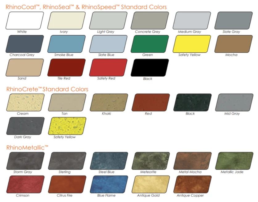 RhinoDecor Pigments Standard Colors