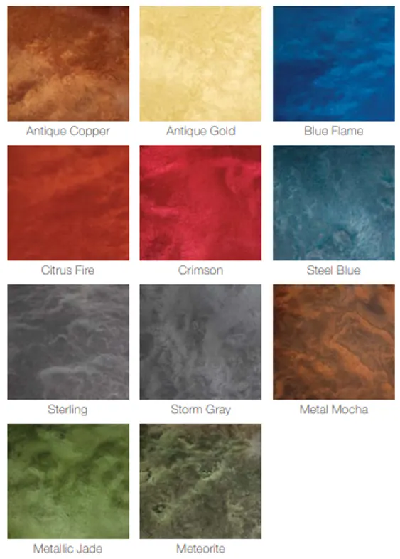 Rhino Decor metallic pigment colors